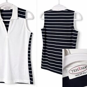 TEHAMA Women's Navy and White Striped Tank Top
